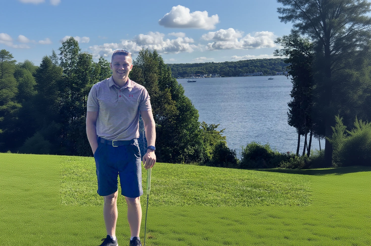 Cool 3 founder Jason Atkinson smiling while on the golf course.
